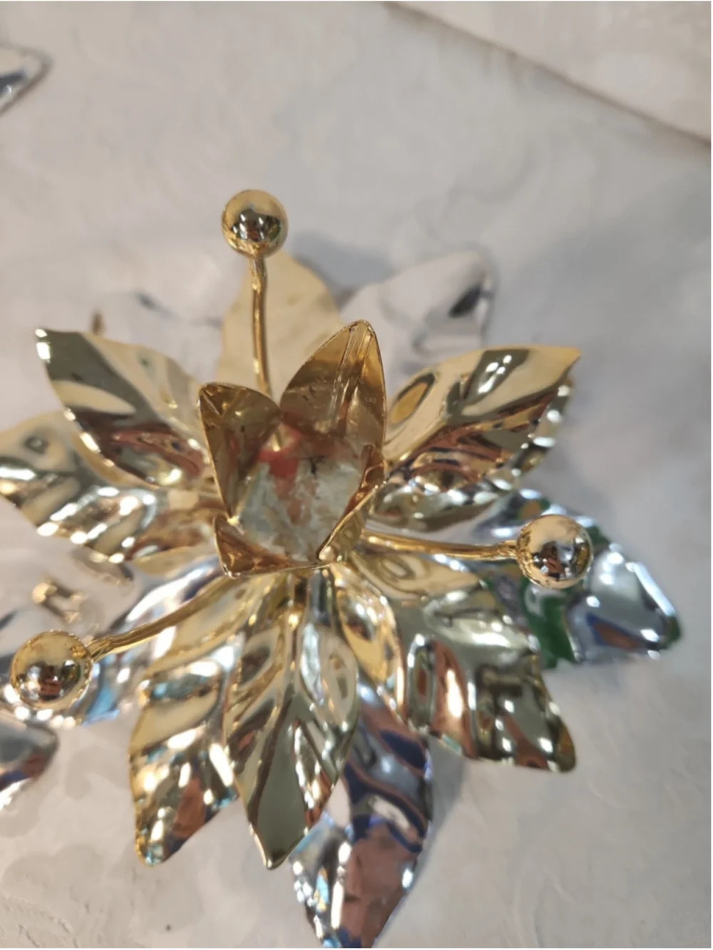 1995 Dept 56 Christmas Poinsettia 15pc Set 3candlesticks/12napkinrings,beautiful